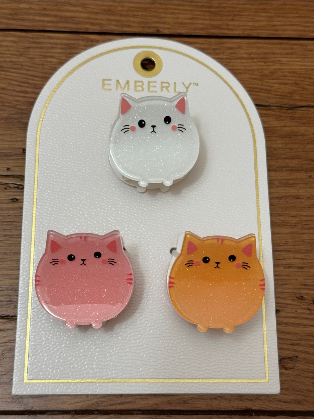 Glitter Cat Hair Clips in White, Pink & Orange